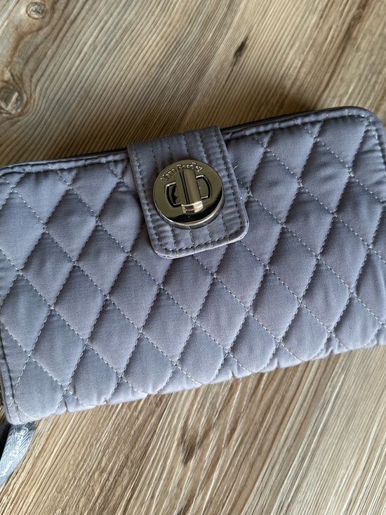 Vera Bradley Handbags - Vera Bradley Quilted Light Gray Turn-Lock Wallet